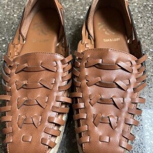 Sam & Libby Brown Espadrille Saddle Slip On Shoes Size 8.5 Huarache